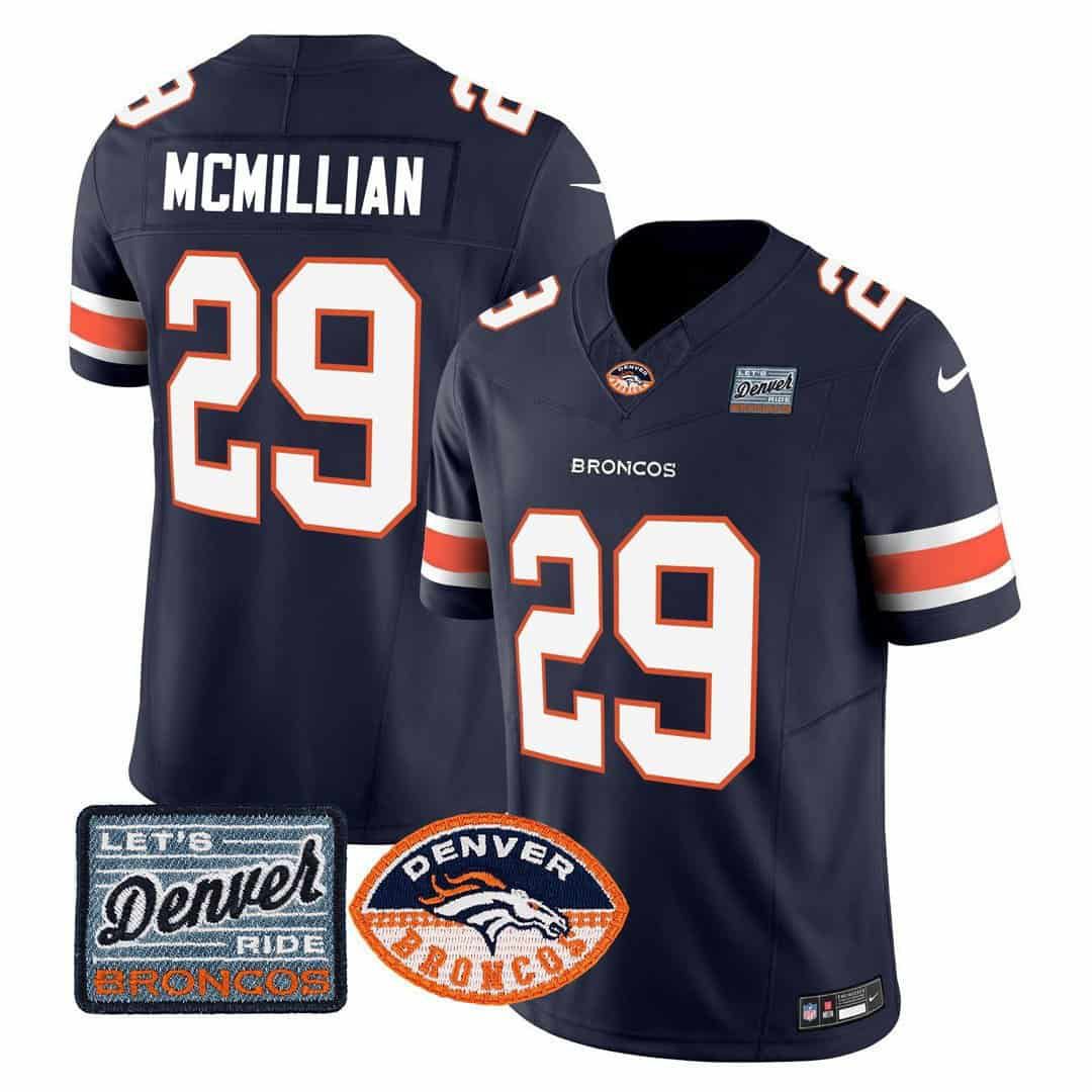 Men Denver Broncos #29 Mcmillian Blue 2024 Nike Logo Patch Limited NFL Jersey